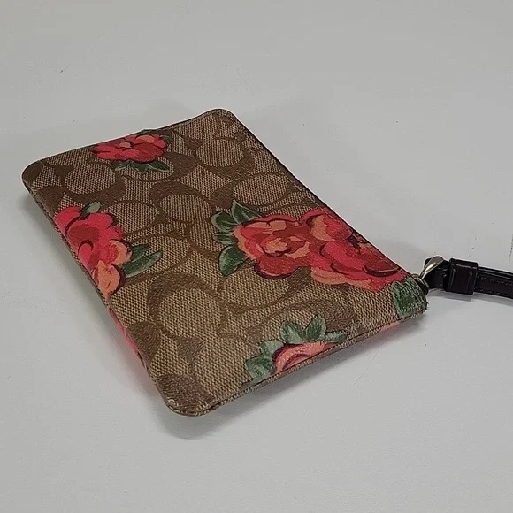 Coach Jumbo Rose Signature Coated Canvas Wristlet Wallet - Picture 6 of 11